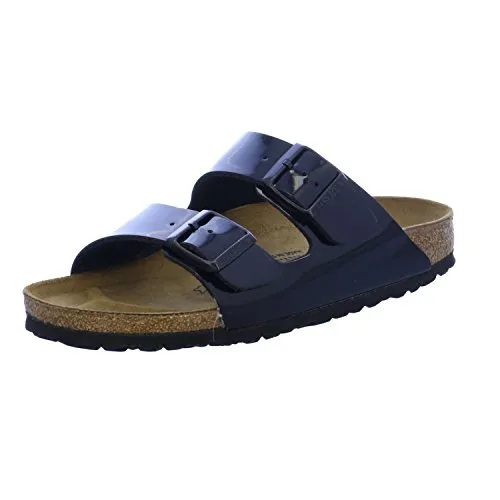 Birkenstock Arizona Damen Pantoletten Schwarz 42 EU - Trendiges Design und Komfort - Die klassischen Birkenstock Arizona Pantoletten bieten dank verstellbarer Riemen und anatomischem Kork-Latex-Fußbett perfekten Sitz und hohen Tragekomfort. Ideal für den täglichen Gebrauch und in angesagtem Schwarz.