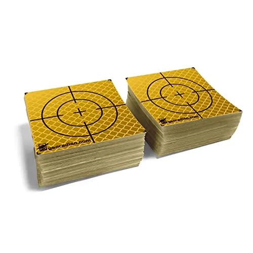Selbstklebende Reflexzielmarke 60mm 100 Stück im Set - Reflexfolie, Reflex-Zielplatte Ideal als Gebäudeüberwachung oder Abweichungsprüfung auf der Baustelle für alle glatten Untergründe (Gelb)