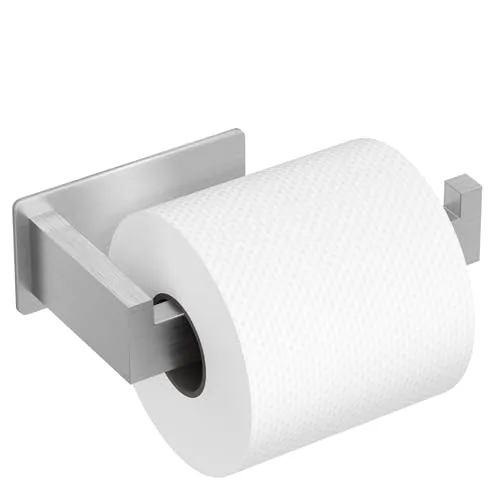 Auxmir Toilettenpapierhalter ohne Bohren, Klopapierhalter Selbstklebend, Edelstahl Klorollenhalter mit Kleber, WC Rollenhalter Papier Halterung für Küche Badzimmer Toilette, Modern, Silber