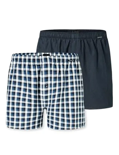 Schiesser Herren 2 Pack Boxershorts - Herren-Boxershorts im Doppelpack aus hochwertiger Webware, mit elastischem Bund und praktischem Eingriff – ideal für jeden Tag.