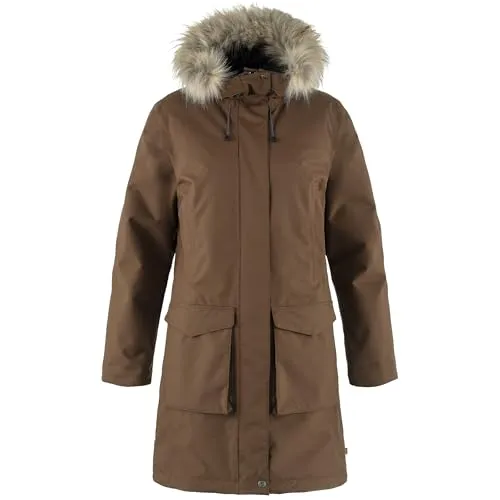 Fjällräven Parka Damen NUUK LITE - Braun M - Funktionsjacke mit Kapuze, wasserabweisend und ideal für kalte Tage. Der po-bedeckende Schnitt sorgt für zusätzlichen Komfort und Wärme.