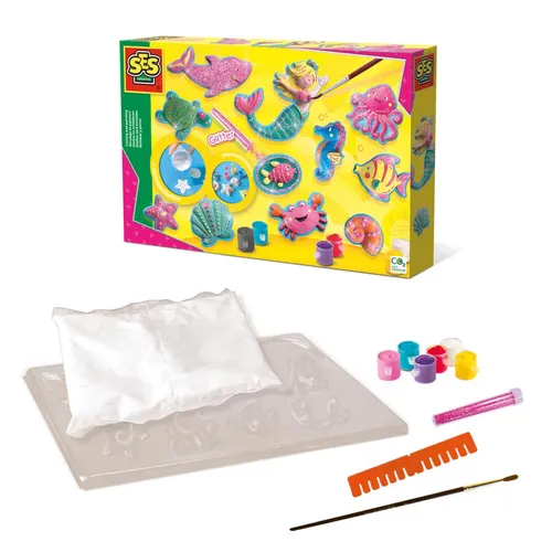 SES Creative® Gipsgießen-Set Glitzer Meerestiere mehrfarbig 01354