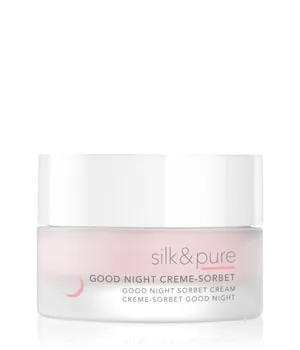 Charlotte Meentzen silk & pure Good Night Creme-Sorbet 50 ml - Nachtpflege mit Pfirsichblüten-Extrakt zur Regeneration der Haut über Nacht und innovativem Hyalu-Cage System für langanhaltende Feuchtigkeit und strahlenden Teint am Morgen.
