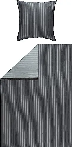 Looks by Wolfgang Joop Bettwäsche Feinflanell anthrazit-Silber Größe 1x 155x200 cm + 1x 80x80 cm