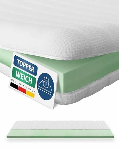 Basic Topper 110x200 cm - Weiche Matratzenauflage für optimalen Schlafkomfort - Matratzenauflagen, anpassungsfähiger Komfortschaum für besten Liegekomfort, ideal für Boxspringbetten, OEKO-TEX zertifiziert und made in Germany.