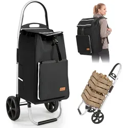 Sekey 4-in-1 Einkaufstrolley mit Kühltasche und Rucksackfunktion