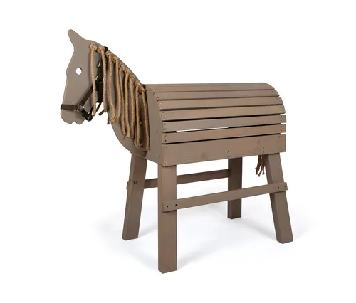 small foot Holzpferd - braun - Outdoor-Spielzeug mit Halfter, Mähne und Schweif aus Sisal zum Frisieren. Trittstufe für leichtes Aufsteigen und großer Stauraum im Pferdebauch für Zubehör.