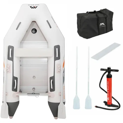 Aqua Marina Schlauchboot DeLuxe - 277 cm - Stabiles Ruderboot mit Aluminium-Boden für hohe Steifigkeit und Sicherheit. Ideal für Freizeit und Wassersport, inklusive Paddel und Luftpumpe. Perfekt für bis zu 4 Personen und Motoren bis 20 PS.