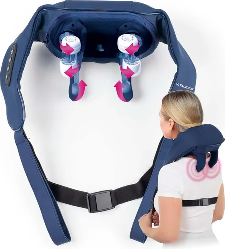 VITALmaxx Shiatsu Nackenmassagegerät - Elektrische Nackenmassagegeräte mit 6D-Massageköpfen und Wärmefunktion für entspannende Knet- und Druckmassagen – ideal für Nacken, Schultern und mehr.