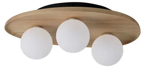 Moderne Deckenlampe G9 Kugelschirm - Bunt und Elegant - Hochwertige Deckenlampe aus Gummibaum und satiniertem Glas, ideal für stimmungsvolle Beleuchtung. Flexible Leuchtmittelwahl für individuelle Lichtgestaltung in Wohnräumen.