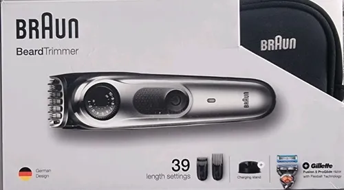 BRAUN Barttrimmer BT7940TS mit Gillette Fusion 5 ProGlide Geschenkset - Haar- & Bartschneidegeräte: Abwaschbarer Barttrimmer mit scharfen Klingen und gratis Gillette Rasierer. Ideal für präzise Pflege von 1-20 mm.