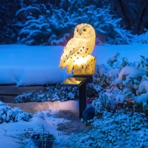 Haushalt International Gartenstecker LED Solar Schneeeule in weiß von Haushalt International