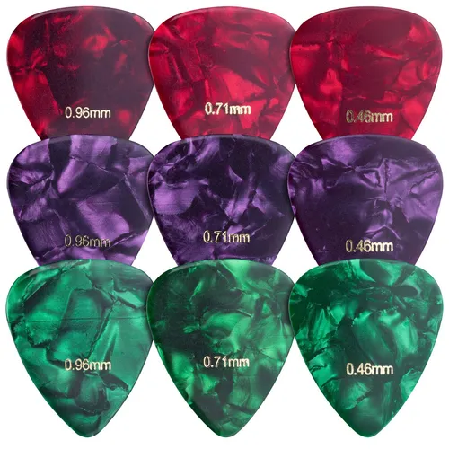 9x Gitarren Plektrum Blättchen 3 Stärken 0,46mm 0,71mm 0,96mm Plektren Set