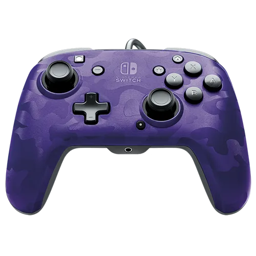 PDP Face-off Deluxe Controller + Audio - Camo Lila für Nintendo Switch - Kabelgebundener Controller mit individuell anpassbarem Design, ideal für ein verbessertes Gaming-Erlebnis auf der Nintendo Switch.