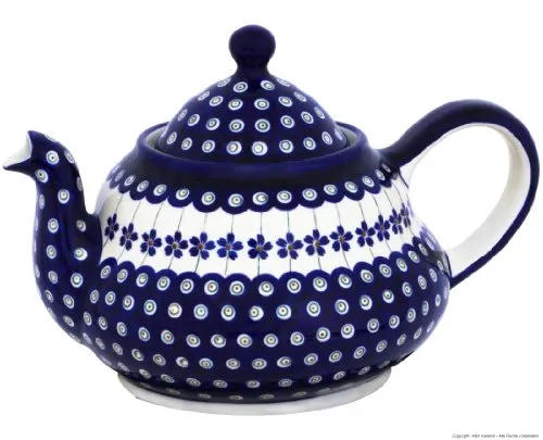 Original Bunzlauer Keramik Teekanne 2.0 Liter mit integriertem Sieb im Dekor 166a