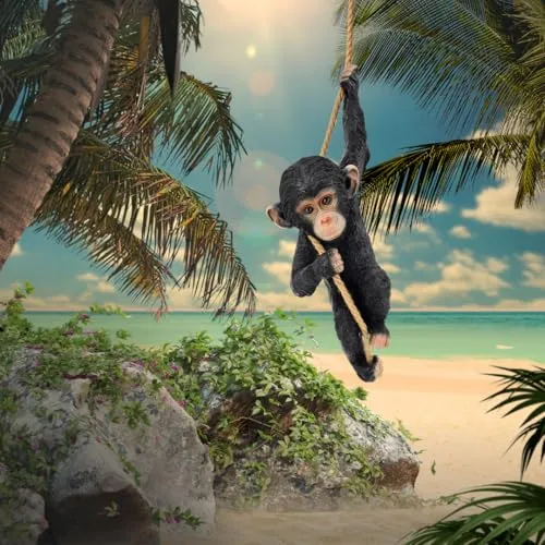 abc HOME Gartenfigur AFFE am Seil in schwarz von abc HOME