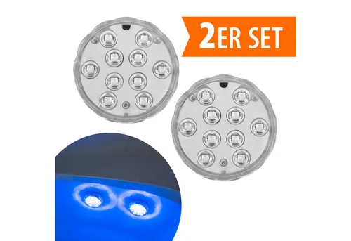 IC Gardenworld LED Teichleuchte 2er Set – Wasserdichtes Unterwasserlicht mit Fernbedienung - Verwandeln Sie Ihr Wasser-Highlight mit diesen kabellosen LED-Unterwasserleuchten. Wasserdicht (IPX8) und mit 10 RGB-LEDs für stimmungsvolle Akzente – ideal für Pools und Aquarien.