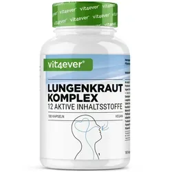 Lungenkraut Atem Komplex - 180 Kapseln - Pflanzliche Ergänzungsmittel mit hochdosiertem Lungenkraut, Eukalyptus und NAC für eine optimale Atemfunktion. Vegan, ohne Zusatzstoffe und mit hochwertigen Pflanzenextrakten.