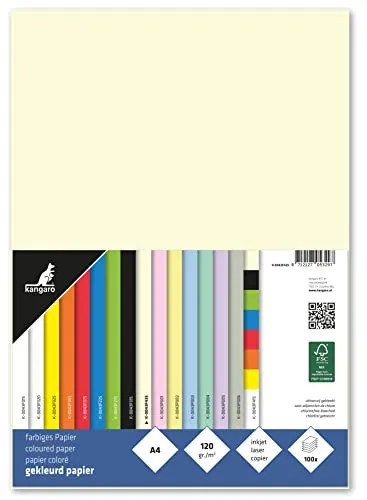 kangaro - Tonpapier Beige DIN A4-120g/m² FSC mix – 100 pack - Briefpapier Bastelpapier DIY, K-0043F435, 29.7x21x1.5