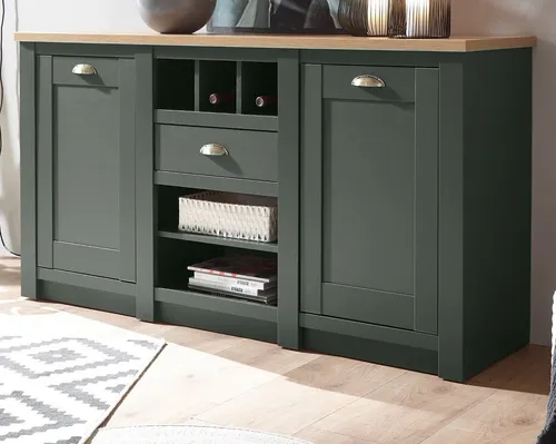 Furn.Design Sideboard Norwich, Grün & Wotan Eiche von Furn.Design