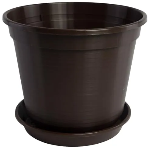Blumentopf Standard mit Untersetzer in versch. Größen und Farben, Farbe:braun, Durchmesser:36 cm
