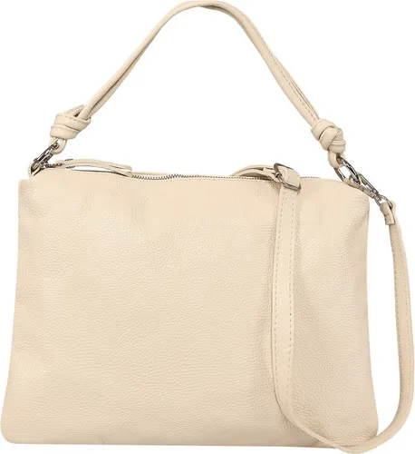 Toscanto Damen Schultertasche aus echtem Leder - Elegante Schultertasche aus feinstem Kalbsleder in Beige, ideal für den täglichen Gebrauch. Mit einem praktischen Querformat und einer Größe von 37x27 cm.