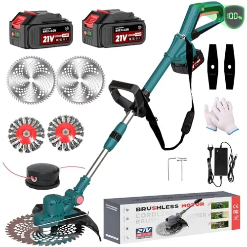 Hengriacly Akku Rasentrimmer für Makita Akkus – 21V, 750W, inkl. 2x 4.0Ah Akku