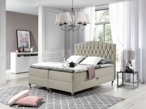 Mirjan24 Boxbett 160x200 cm, Creme, Holz, mit Bettkästen - Stilvolles Boxbett mit zwei praktischen Bettkästen für zusätzlichen Stauraum. Ideal für ein modernes Schlafzimmer, bietet es hohen Komfort und eine elegante Optik.