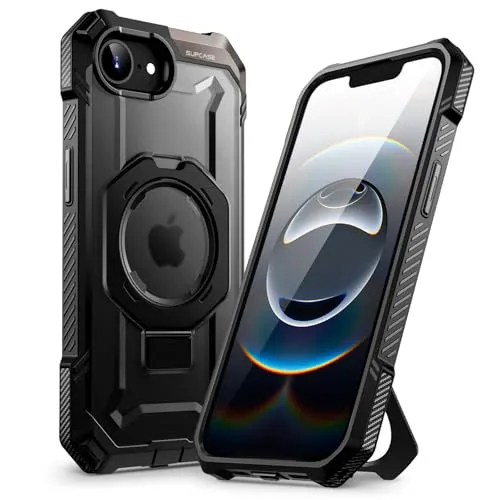 SUPCASE iPhone 16e Hülle mit Ringständer - Unicorn Beetle Grip - Standard Handyhüllen mit 20 Fuß Fallschutz, integriertem Ständer und nahtloser Kompatibilität mit MagSafe-Zubehör für optimalen Schutz und Funktionalität.