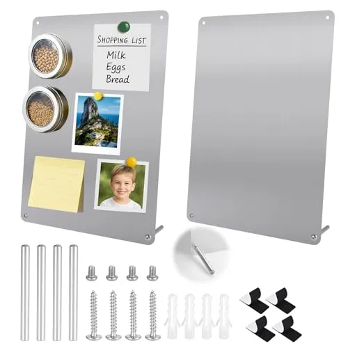Stück Kleine Magnettafel Magnetboard 32 x 22cm Metall Magnettafel Magnetwand Silber Magnetisch Tafel für Büro Küche 2