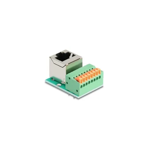 - RJ45 Buchse 90 gewinkelt zu Terminalblock mit Drucktaster Cat.5e 90653