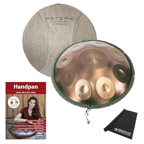 Patera Handpan HPDM-5 D-Amara Edelstahl mit Lehrbuch und Mikrofasertuch