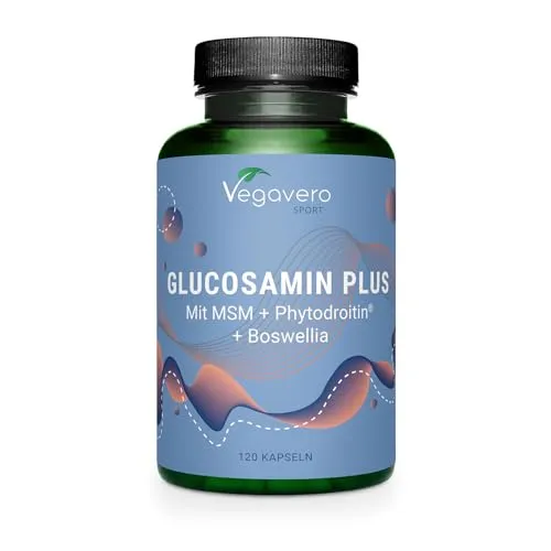 Glucosamin Chondroitin hochdosiert & Vegan | 1000 mg Glucosamin | Mit MSM | Laborgeprüft & Vegan | Ohne Zusatzstoffe | Deutsche Produktion von Vegavero