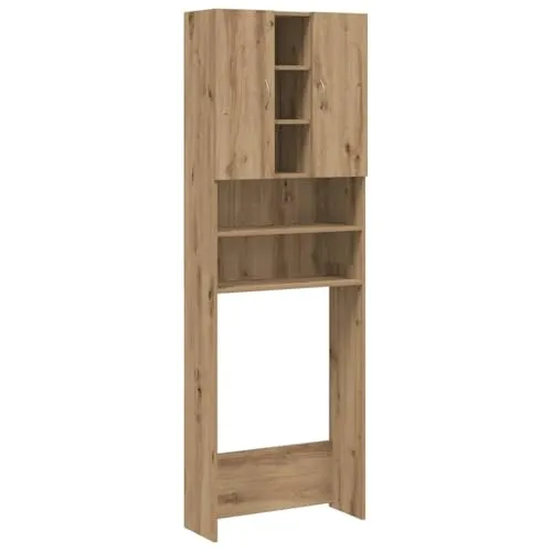vidaXL Waschmaschinenschrank Artisan-Eiche 64x25,5x190 cm - Hoch- & Midischränke fürs Bad, bietet optimalen Stauraum mit 4 Fächern für Waschutensilien und ist feuchtigkeitsbeständig für langfristige Nutzung.