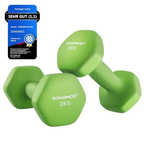SONGMICS Hanteln, 2 x 2 kg, Hexagon Kurzhanteln, Neopren-Beschichtung