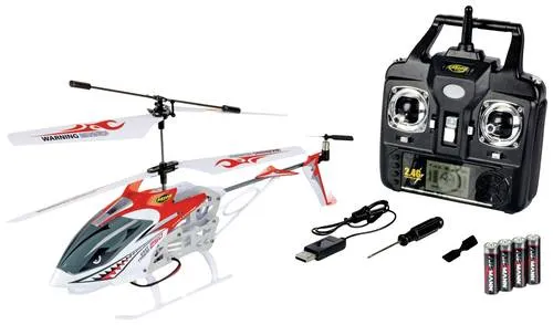 Carson Easy Tyrann 250 RTF Hubschrauber mit LED - RC-Modelle, ideal für Einsteiger mit 2 Geschwindigkeitsstufen und elektronischem Gyro für hervorragendes Flugverhalten. Inklusive Fernsteuerung und USB-Ladekabel.
