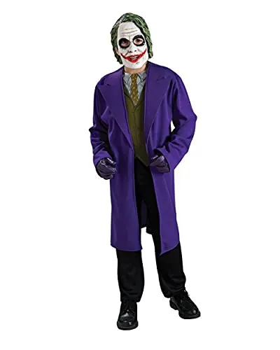 Rubie's - Offizielles Klassisches Joker Kostüm für Kinder, Größe L, 8-10 Jahre - Kostüm für Kinder, offiziell lizenziert von DC Comics, inklusive langer Jacke und bedrucktem Oberteil. Perfekt für Halloween und Kostümpartys!