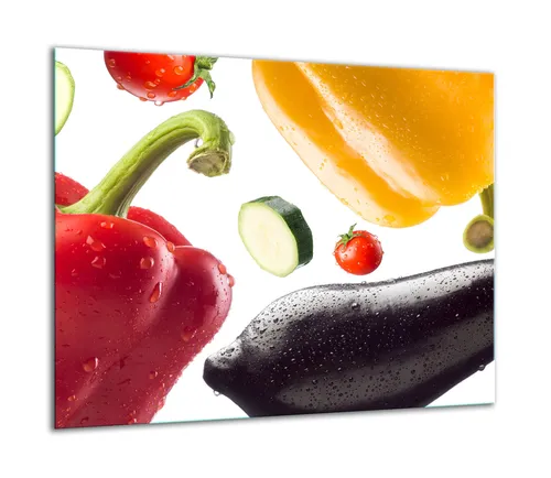 Herdabdeckplatten Ceranfeldabdeckung Spritzschutz Glas 60x52cm Gemüse