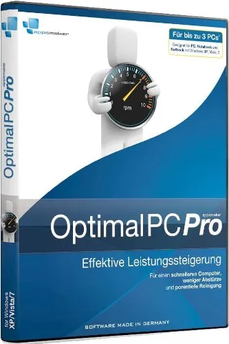 appsmaker Optimal PC Pro - Software zur PC-Optimierung, die Systemfehler behebt und überflüssige Dateien entfernt. Erleben Sie sofortigen Leistungsschub durch vollautomatische Startoptimierung.