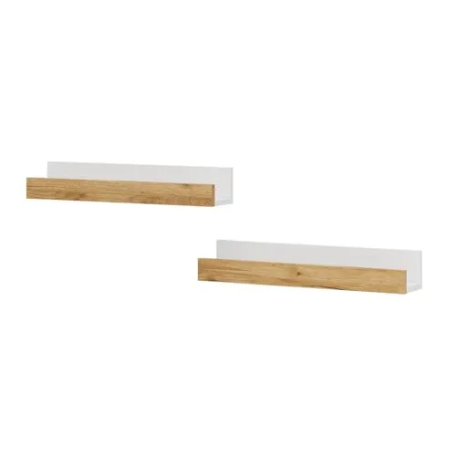 Vicco Bücherregal Tomy 2er Set, Weiß/Goldkraft Eiche - Elegantes Wandregal in Antikoptik für Bücher und Deko. Mit 60 x 10 cm bietet es platzsparenden Stauraum und verleiht jedem Raum Stil. Perfekt für individuelle Gestaltung in Ihrem Zuhause!