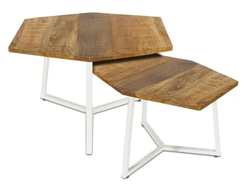 Amagohome Couchtisch Set 2 Stück – Beistelltische im Industrie-Style