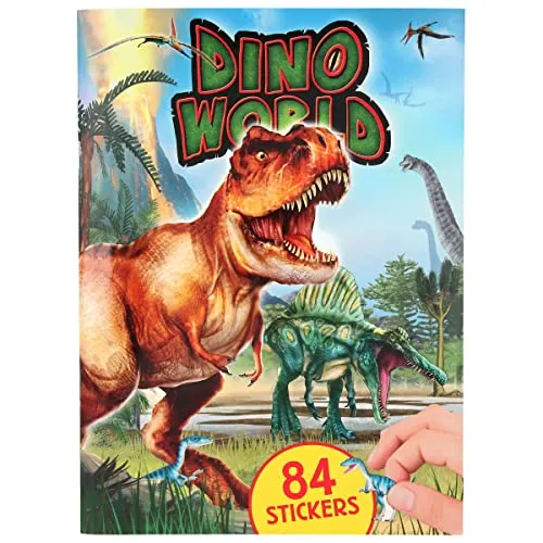 Depesche 11881 Dino World - Sticker-Heft mit 20 Seiten voller Dinosaurier, spannender Urzeit-Szenerien und 84 gepolsterten Stickern aus Schaumstoff