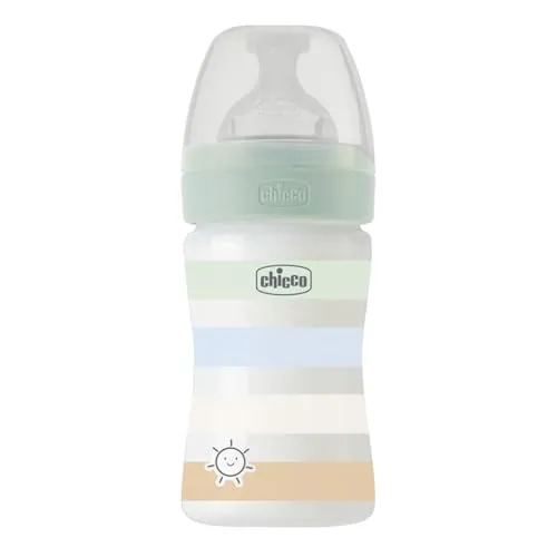Chicco Langsamer Fluss Babyflasche, weicher Silikonsauger, Soft Sense Finish, Anti-Antikolik, reduziert Aufstoßen und Reizbarkeit, Kunststoffflasche 150 ml, 0 Monate plus, Baby, hellblau