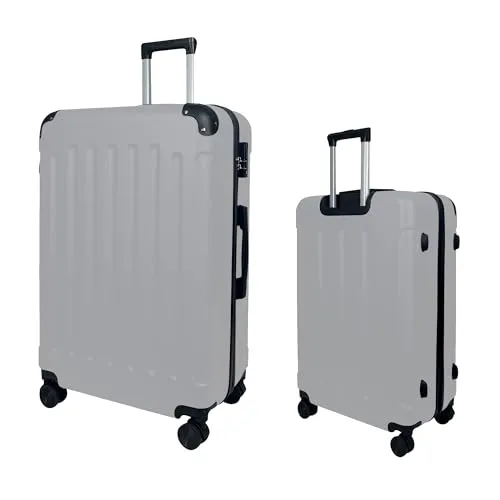 MY TRAVEL BAG Hartschalen-Koffer Reisekoffer ABS Koffer (Handgepäck-Mittel-Groß-Set) 4 Doppel-Rollen Trolley (Silber Star, Handgepäck (55cm))