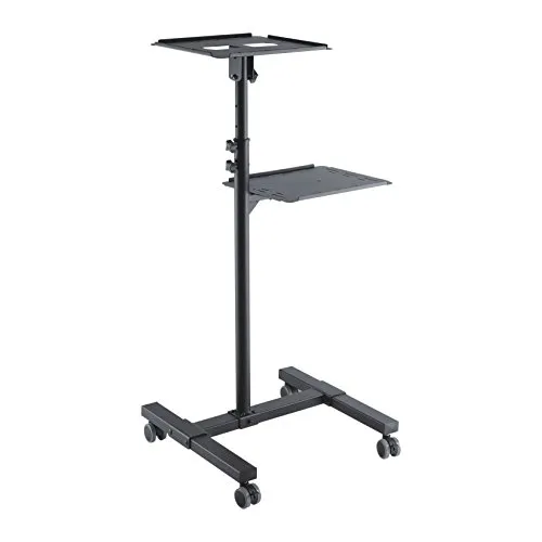 PureMounts PM-PCART-10 - Neigbarer Projektionswagen/Projektionstisch für Beamer und Projektor, flexibel einstellbar (950mm bis 1450mm), feststellbare Rollen, Tragkraft 10kg, Farbe schwarz
