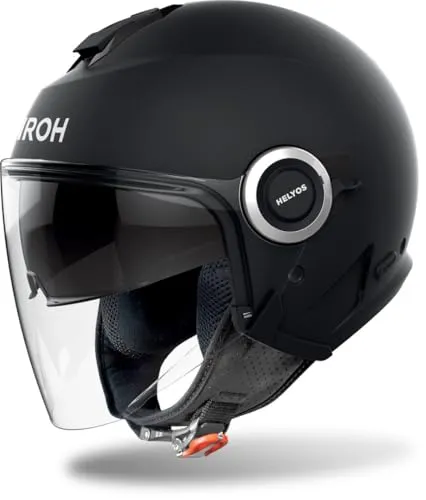 Airoh Helios Color Jethelm - Matt-Schwarz - S - Motorradhelm mit integriertem Visier, Bluetooth-Ready und hypoallergenem Innenfutter. Ideal für anspruchsvolle Fahrer, die Komfort und Stil schätzen.