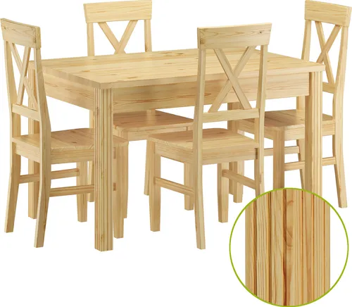 Sitzgarnitur mit Tisch und 4 Stühle Kiefer Massivholz Vollholzmöbel 90.70-51 C-Set 23