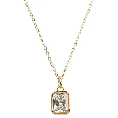 Zinello Design TILOVE - Damen Halskette 18K vergoldet mit funkelndem Zirkon - Eleganter Schmuck - Feiner Anhänger - Verstellbare Kette 42+5cm - Geschenkbox mit personalisierbarer Karte