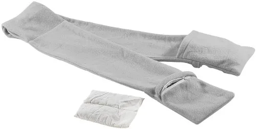 infactory Beheizbarer Schal: Grauer Fleece-Schal mit 3 Wärmespeicher-Kissen (Beheizbarer Fleece-Schal, Wärme-Schal, Beheizbare Jacke)