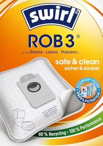 Produktbild Swirl ROB 3 Beutel für Dreame D10 Plus, D10s Plus, L10S Plus, D9 Plus, BOT Z10 Pro, Eufy LR 30 Hybrid+, L 35 Hybrid+, 8 Beutel